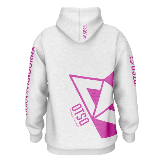 Hooded sweatshirt - White & Bright Pink Otso