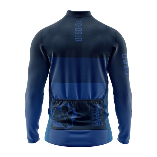 Maglia da ciclismo a maniche lunghe invernale Uomo - Blu mezzanotte
