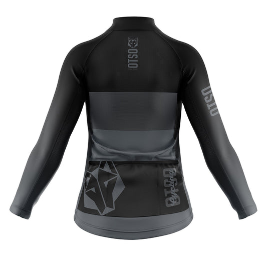 Maglia da ciclismo a maniche lunghe invernale Donna - Nero
