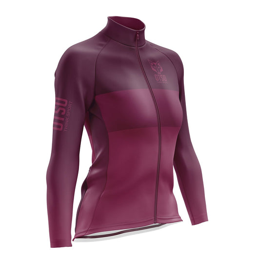 Maillot vélo manches longues hiver Femme - Burgundy