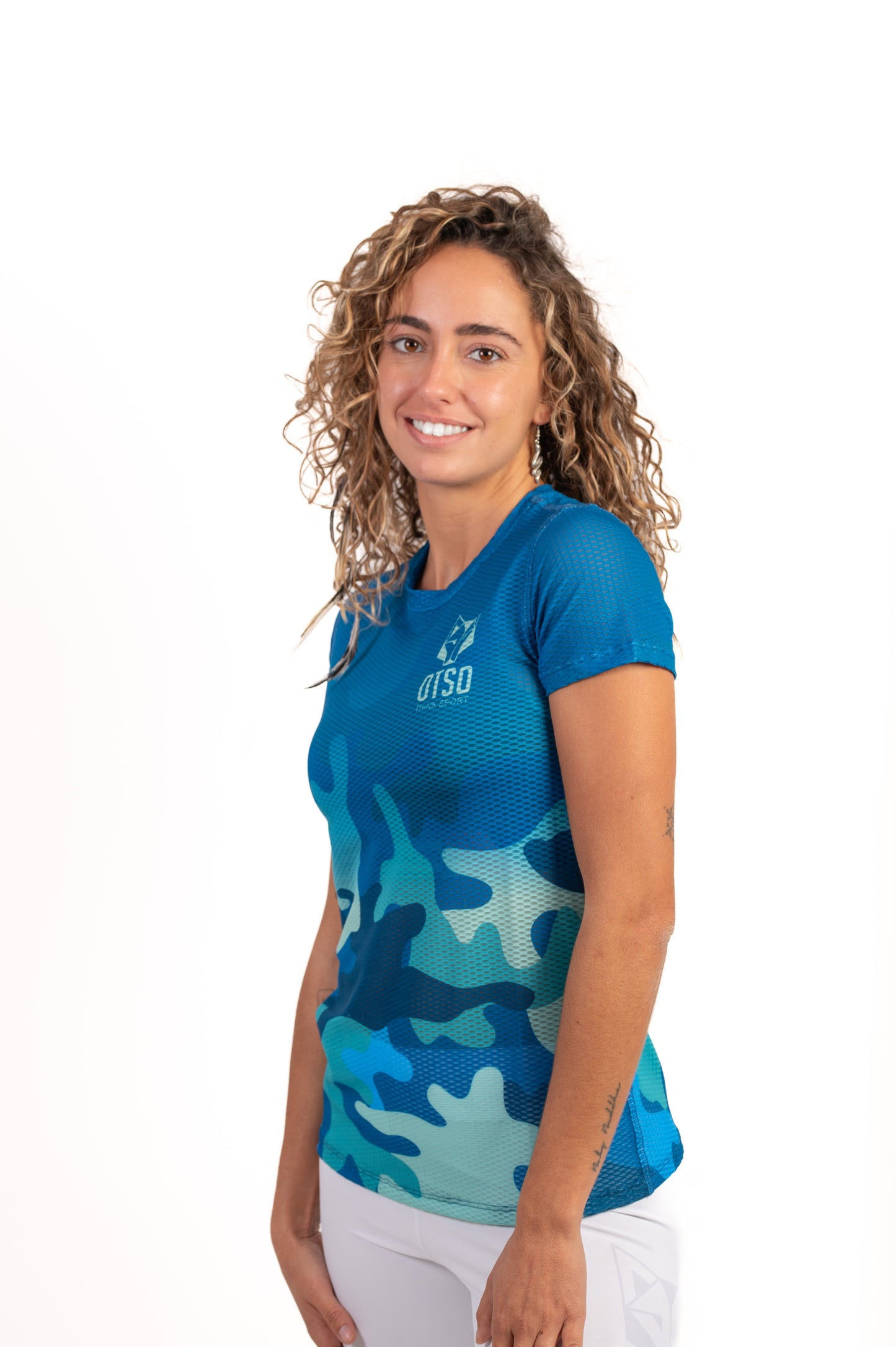 T-shirt Femme manches courtes - Camo Blue