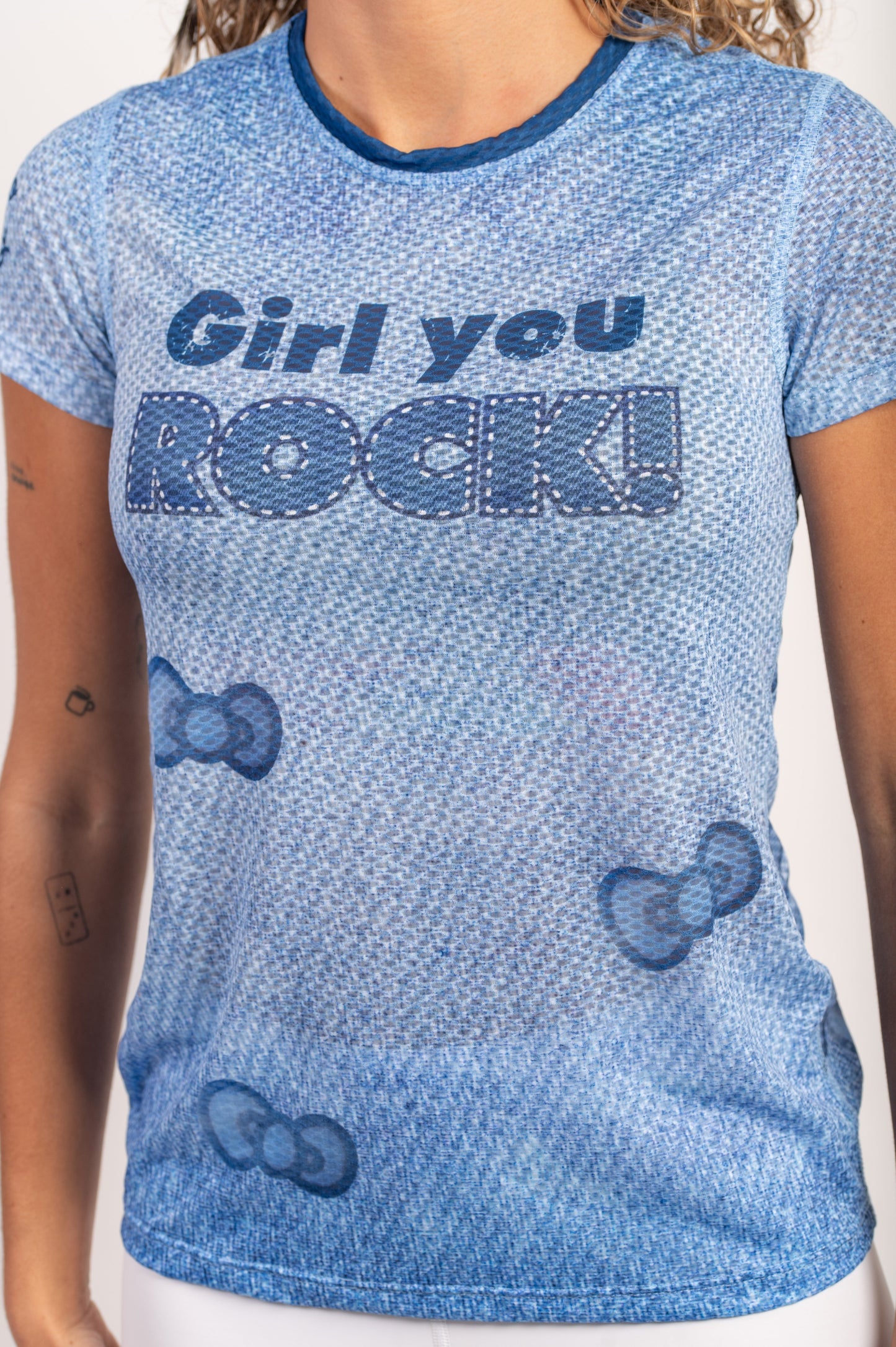 Damen-/Kinder-T-Shirt - Hallo Kitty Jeansstoff