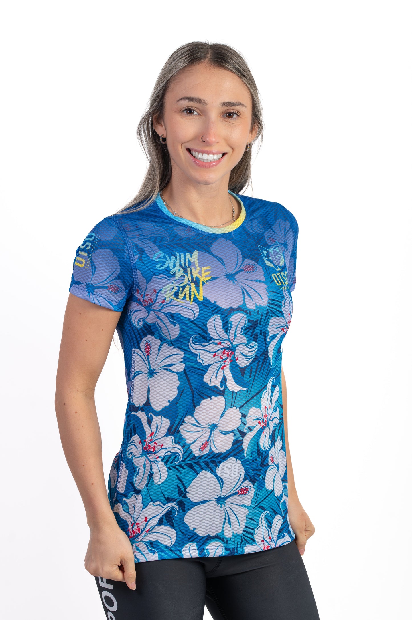 T-shirt Femme manches courtes - Swim Bike Run Flower
