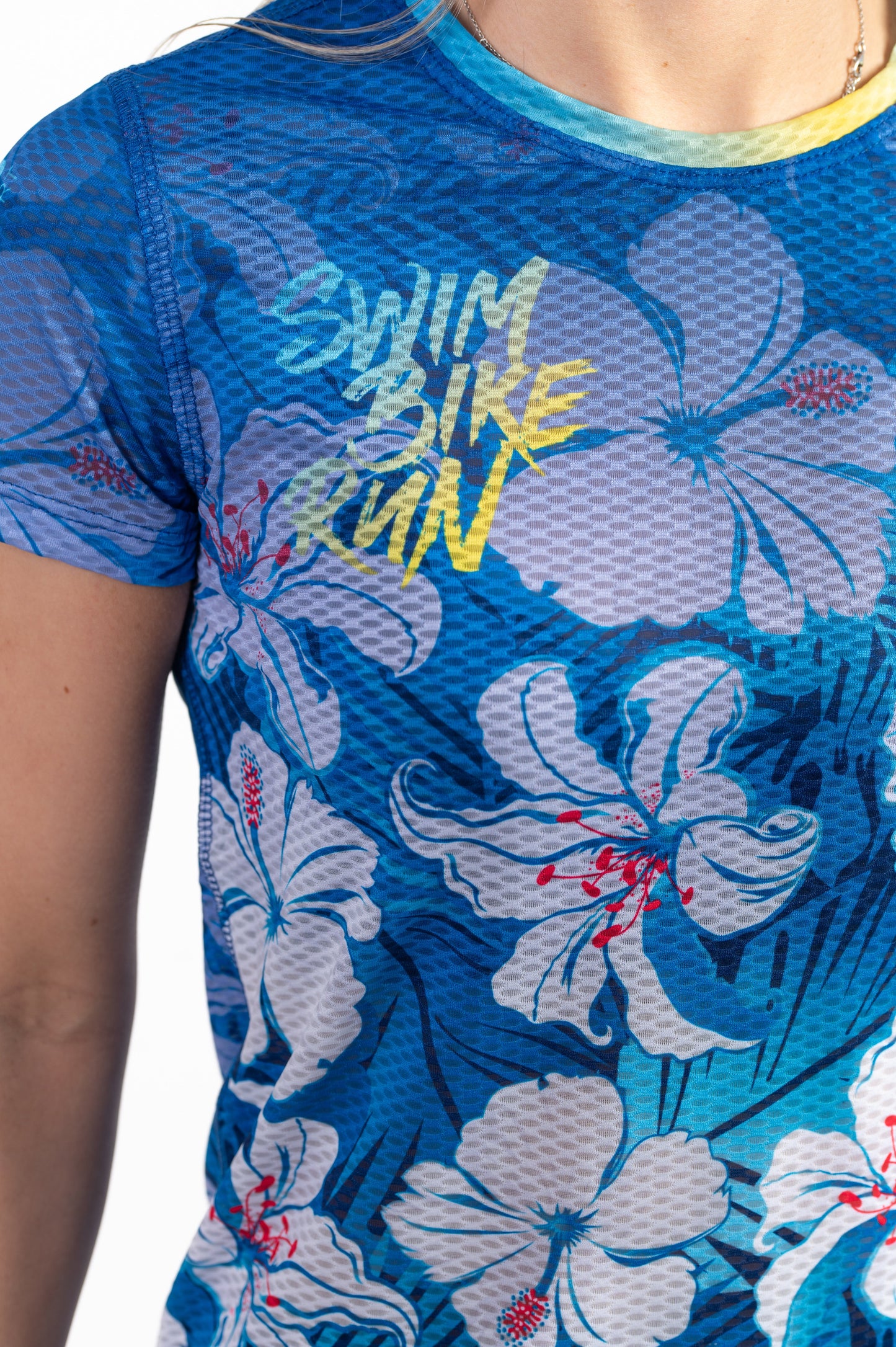 T-shirt Femme manches courtes - Swim Bike Run Flower