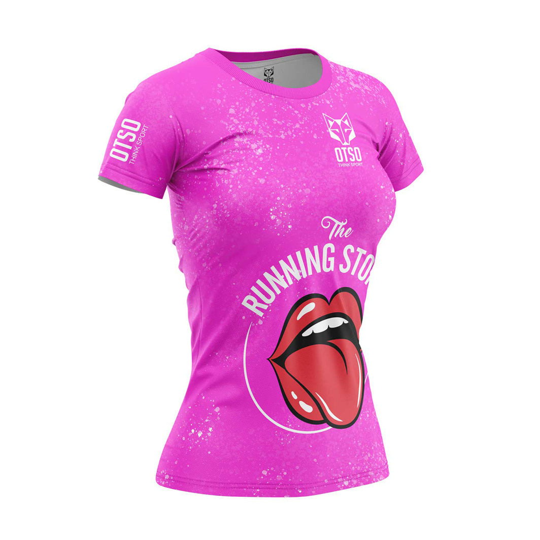 Women's short-sleeved shirt - Running Stones Pink