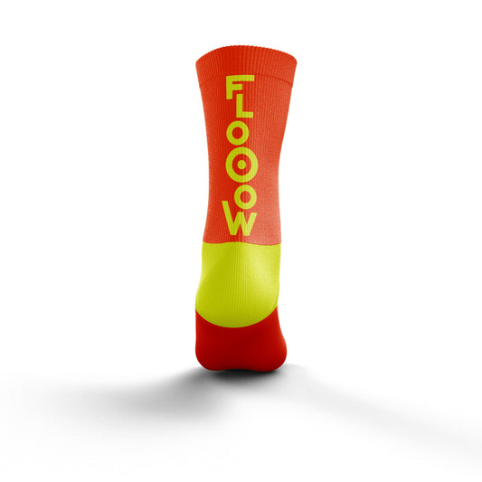 Calze multisport a mezza gamba - Flooow arancione fluorescente e giallo fluorescente