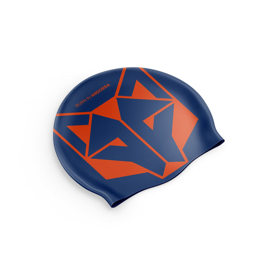 Bonnet natation - Navy Blue & Fluo Orange