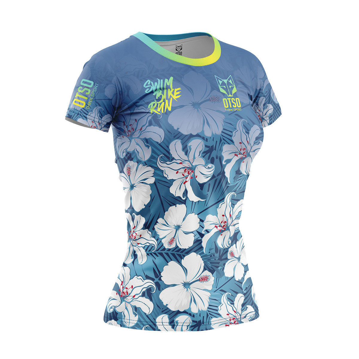 T-shirt Femme manches courtes - Swim Bike Run Flower