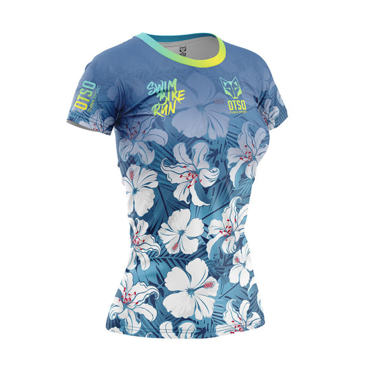 T-shirt Femme manches courtes - Swim Bike Run Flower