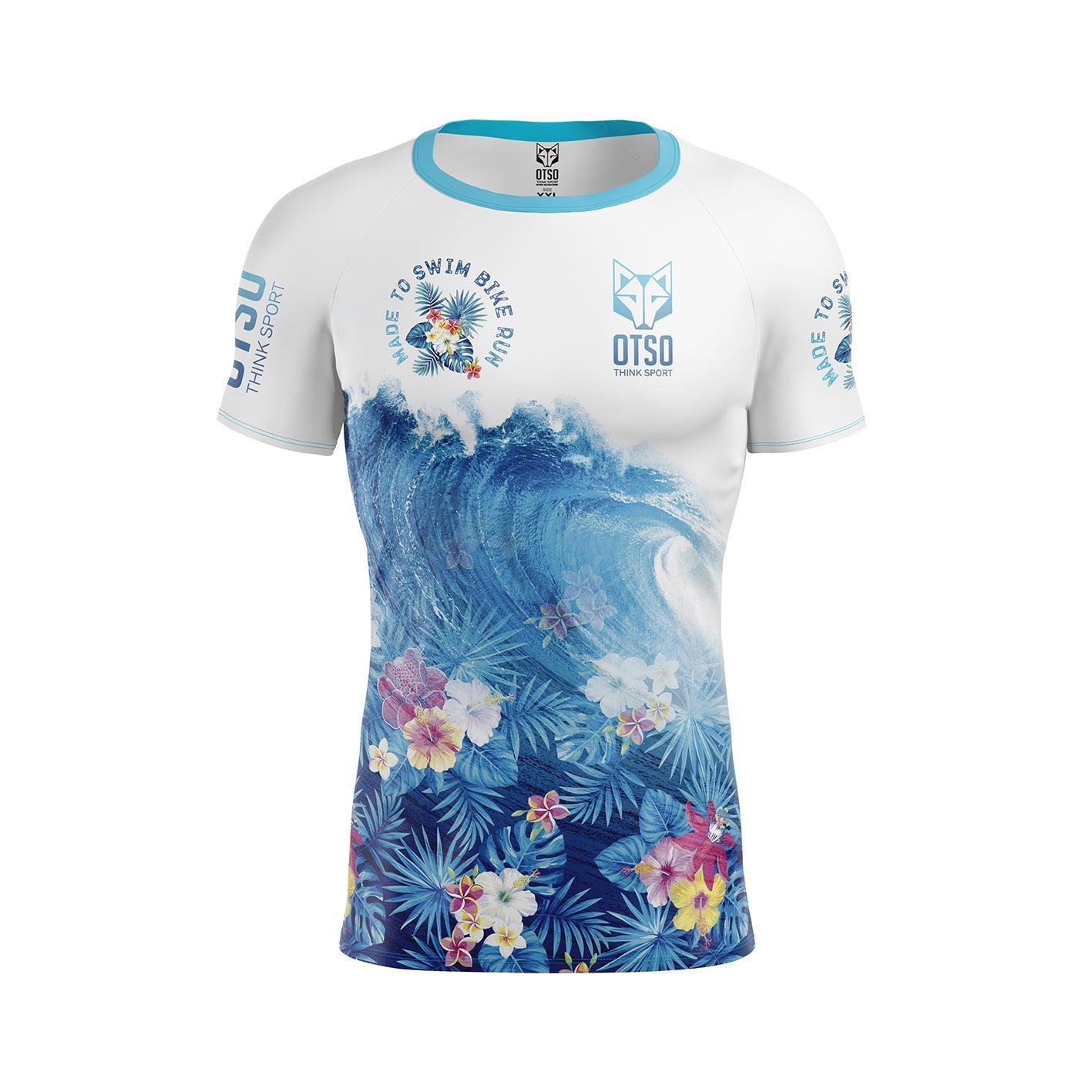 Herren-T-Shirt mit kurzen Ärmeln - Schwimmen Radfahren Laufen Welle
