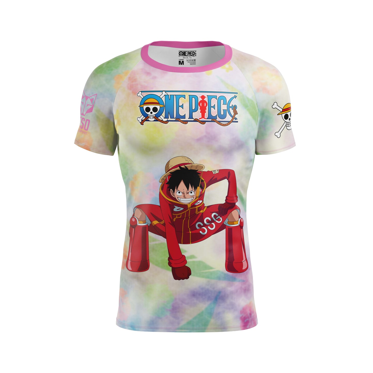 T-Shirt Homme manches courtes - One piece egghead luffy and the crew pink