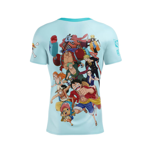 Maglietta uomo maniche corte - One Piece equipaggio Cappello di paglia del pescatore turchese