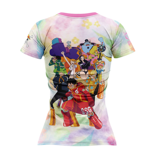 Maglietta donna maniche corte - One Piece Egghead Luffy e la ciurma rosa