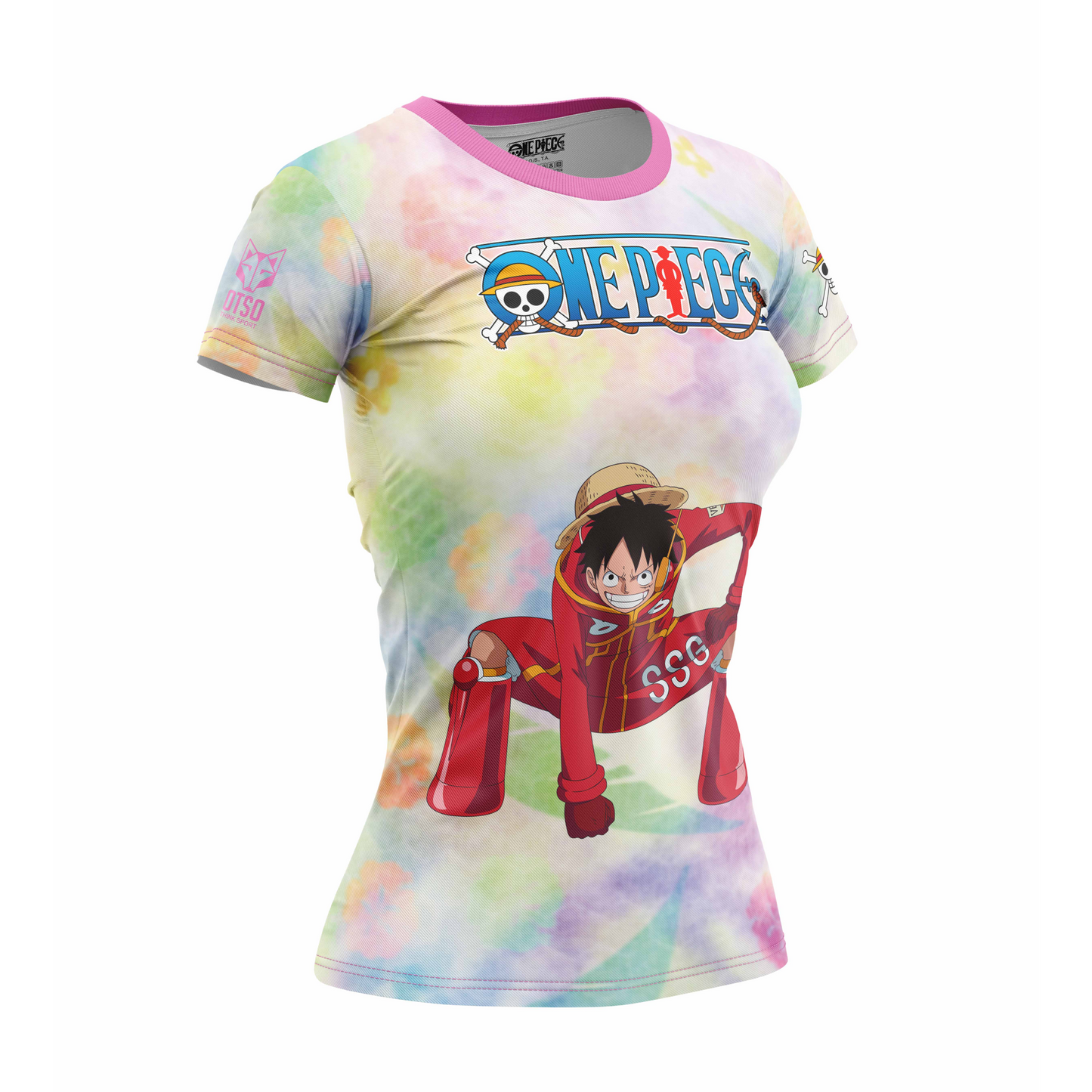 T-Shirt Femme manches courtes - One piece egghead luffy and the crew pink