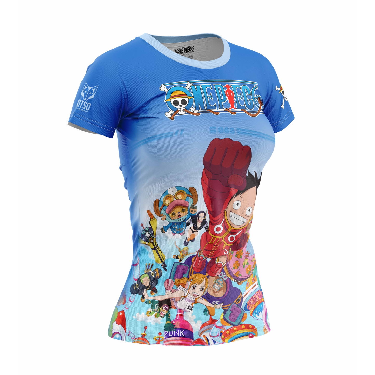 T-Shirt Femme manches courtes - One piece egghead luffy straw hat crew blue