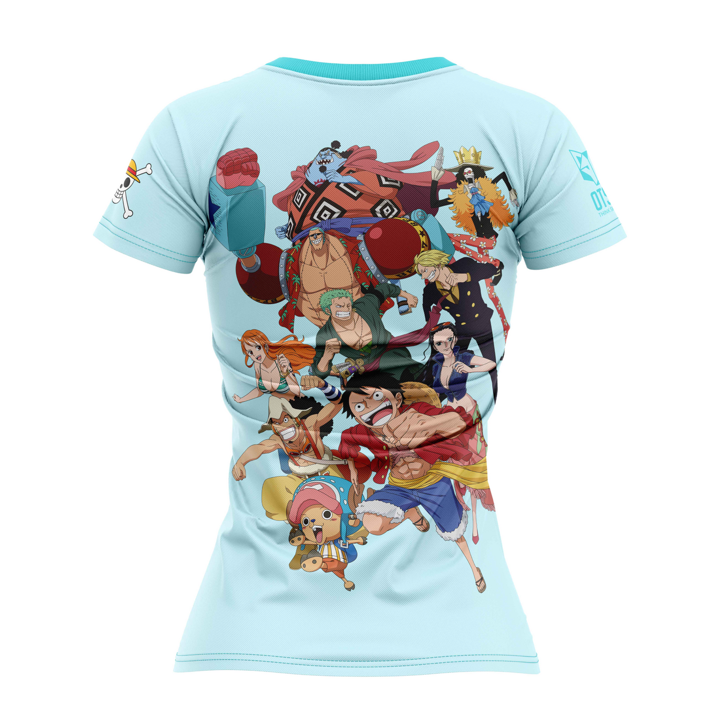 T-Shirt Femme manches courtes - One piece fishman straw hat crew turquoise