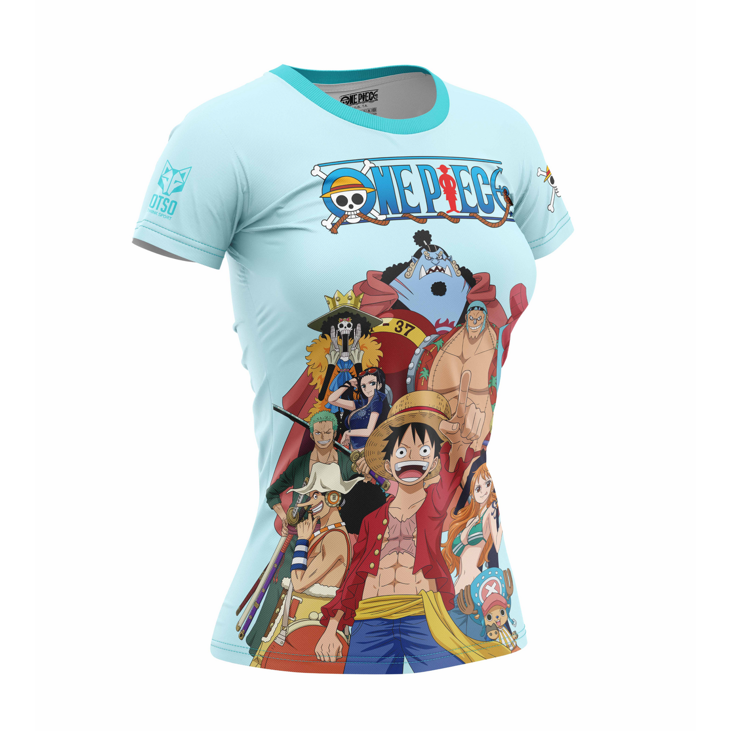 T-Shirt Femme manches courtes - One piece fishman straw hat crew turquoise