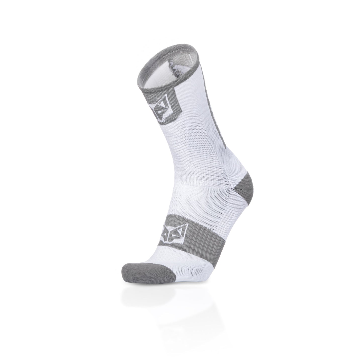 Chaussettes cyclisme hautes - Pure White & Silver Grey
