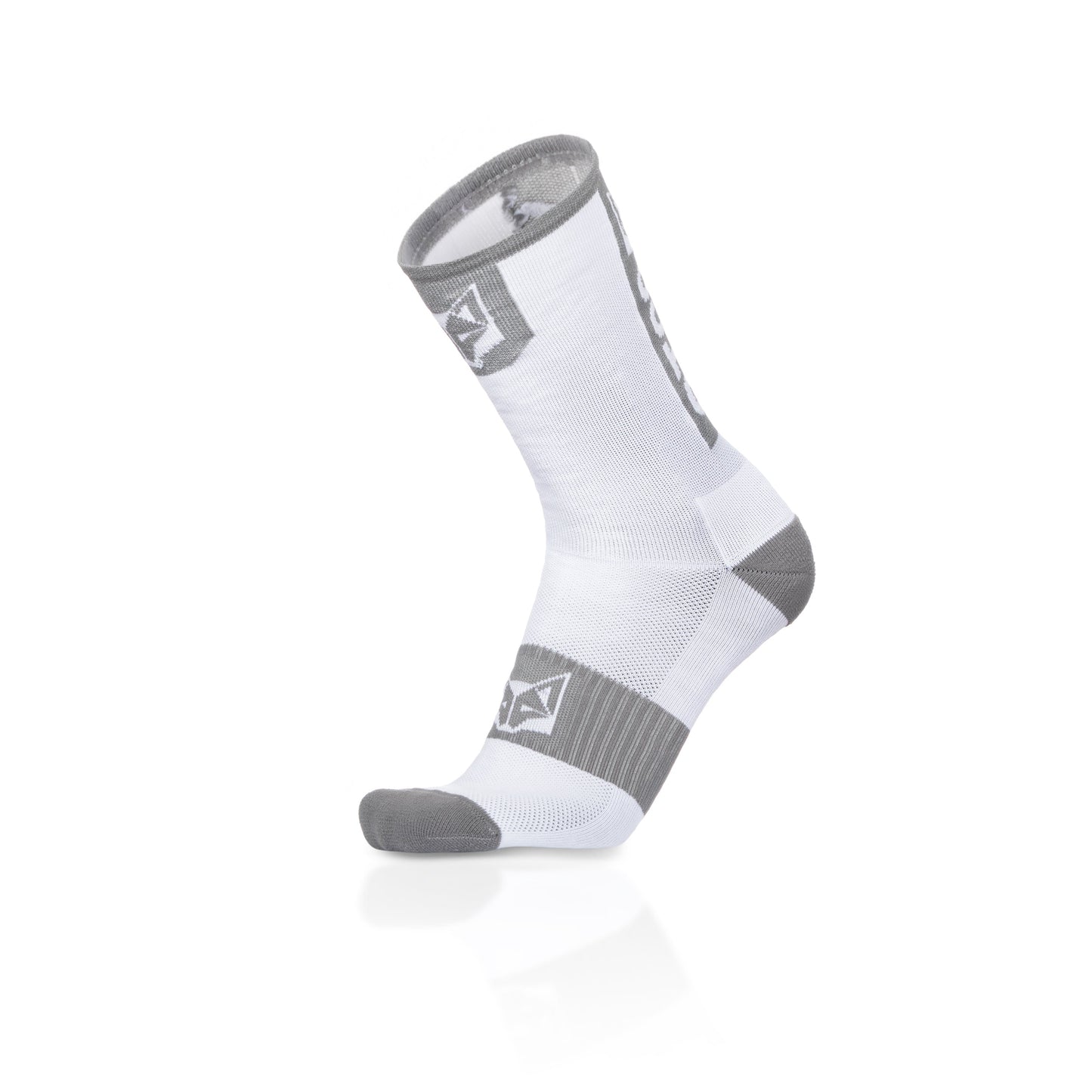 Chaussettes cyclisme hautes - Pure White & Silver Grey