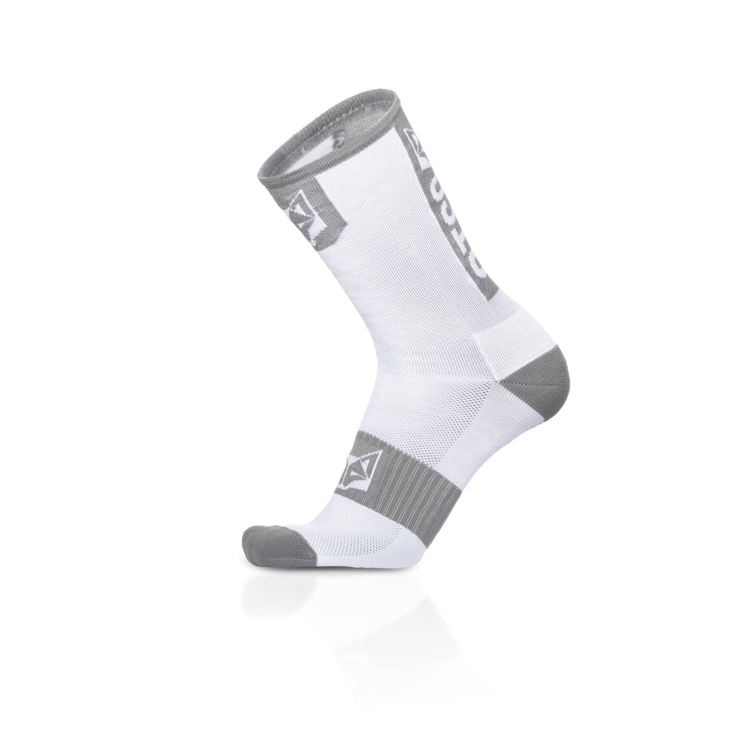 Chaussettes cyclisme hautes - Pure White & Silver Grey