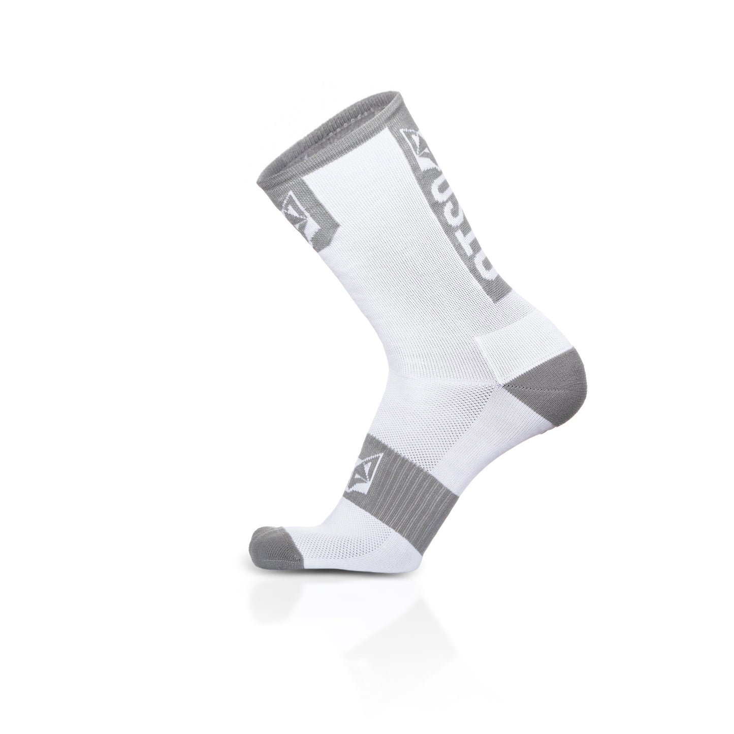 Chaussettes cyclisme hautes - Pure White & Silver Grey