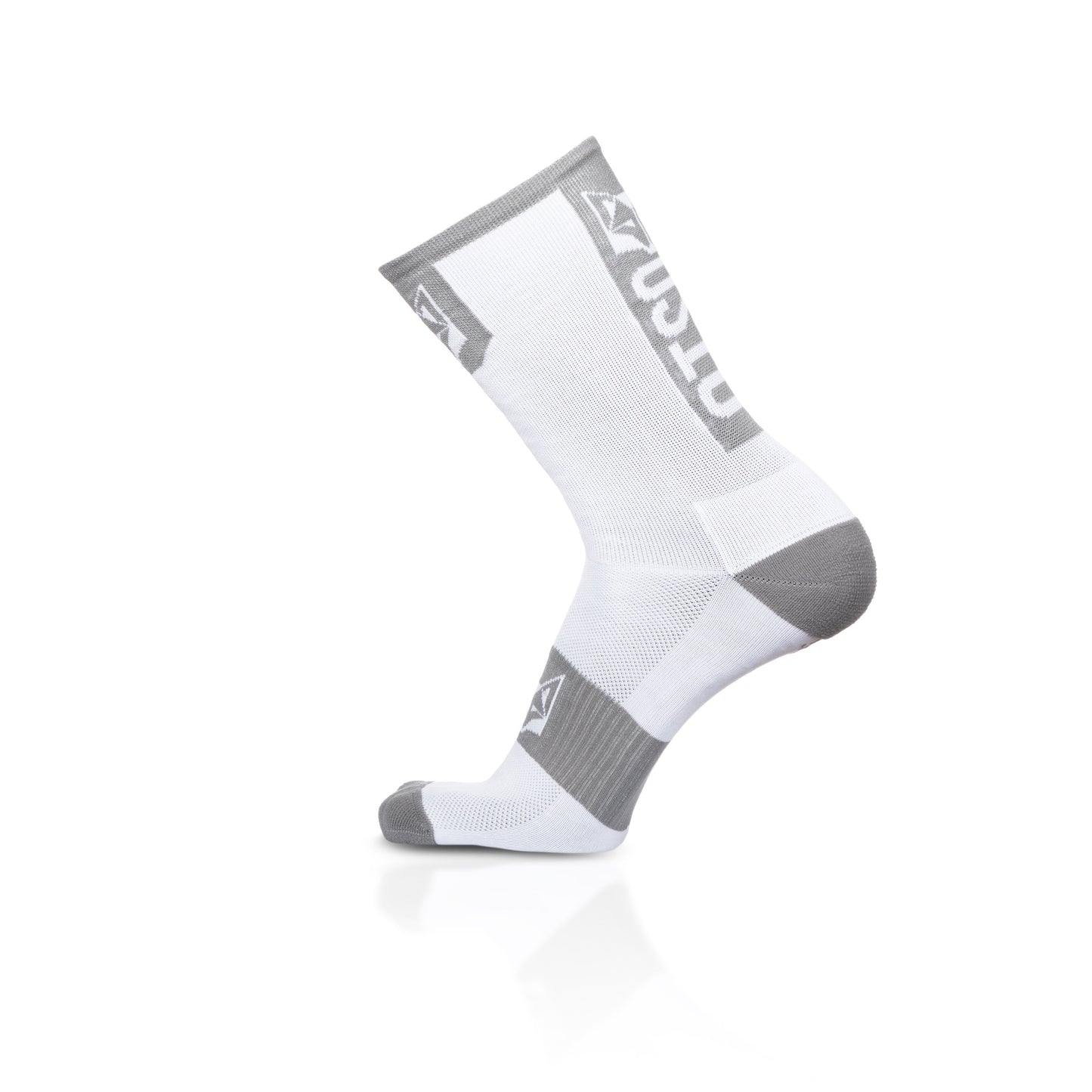Chaussettes cyclisme hautes - Pure White & Silver Grey