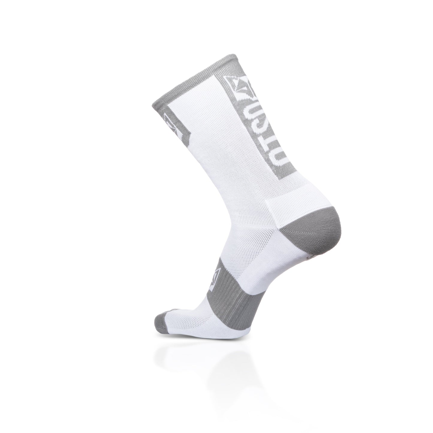Chaussettes cyclisme hautes - Pure White & Silver Grey