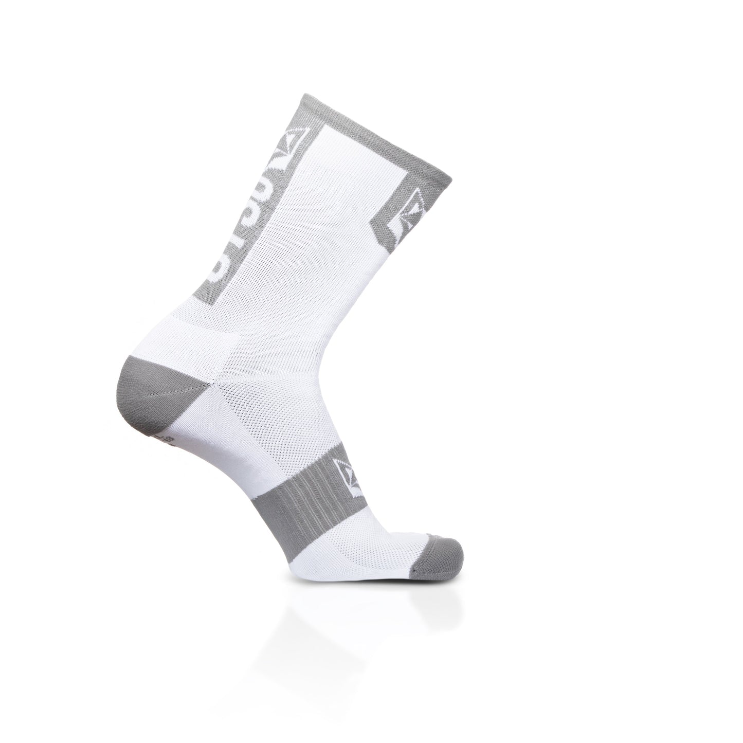 Chaussettes cyclisme hautes - Pure White & Silver Grey