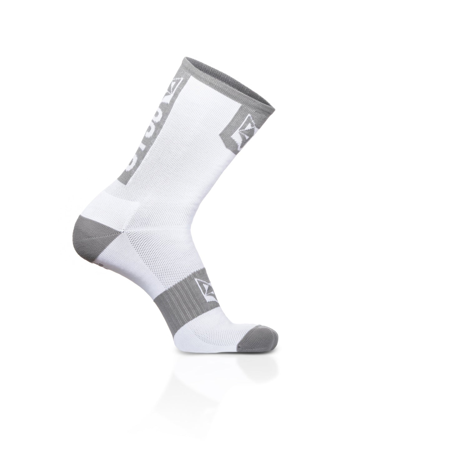 Chaussettes cyclisme hautes - Pure White & Silver Grey