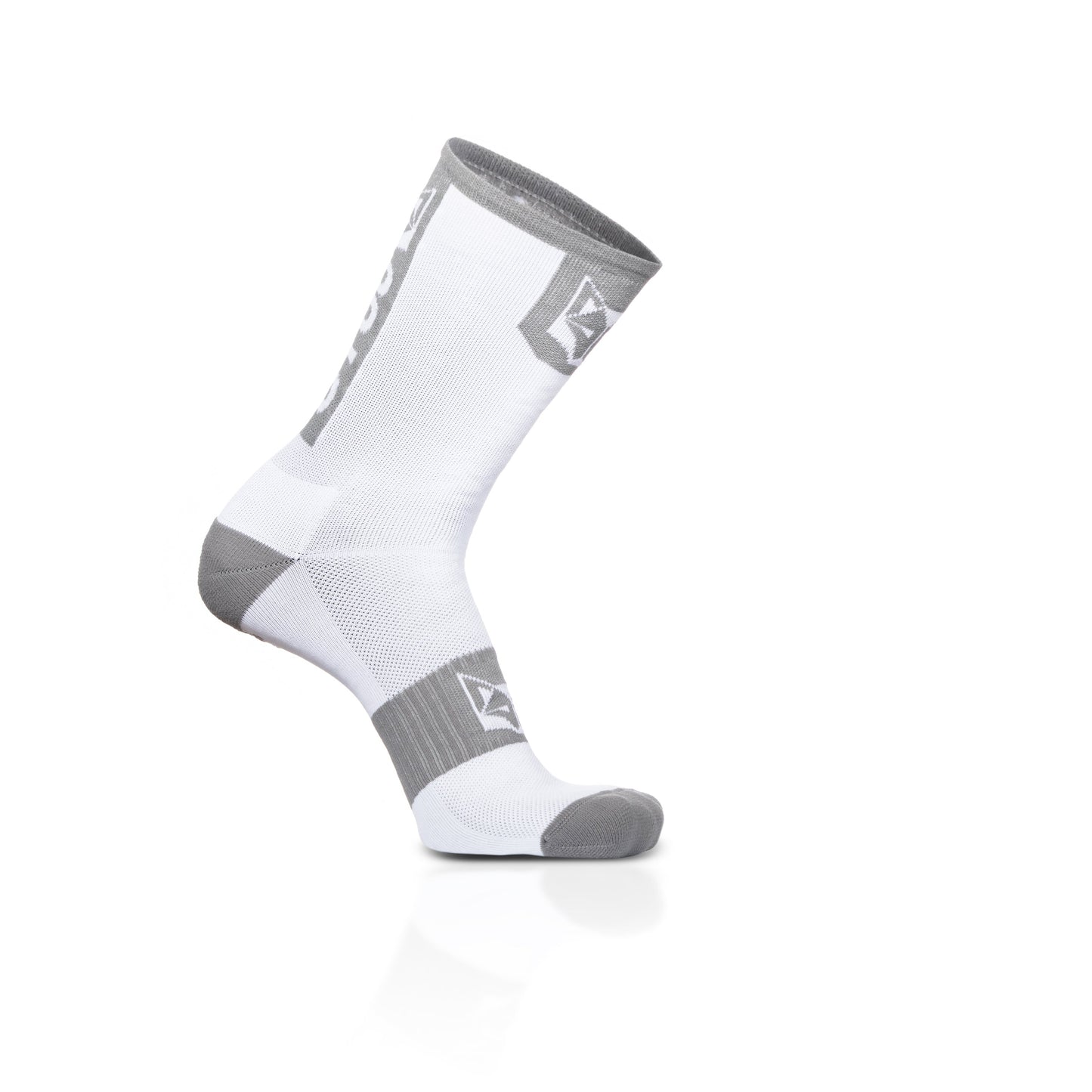 Chaussettes cyclisme hautes - Pure White & Silver Grey