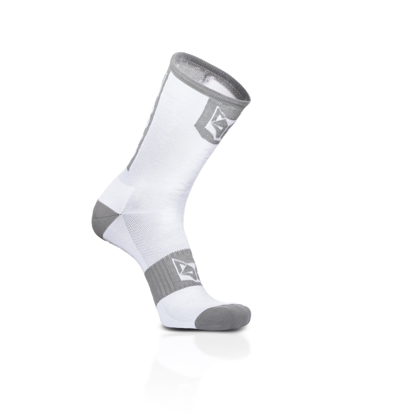 Chaussettes cyclisme hautes - Pure White & Silver Grey