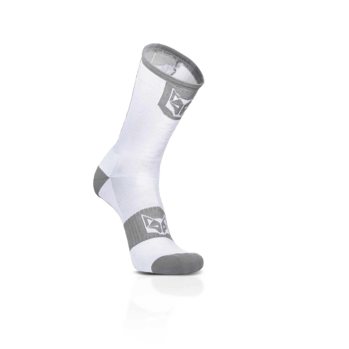 Chaussettes cyclisme hautes - Pure White & Silver Grey