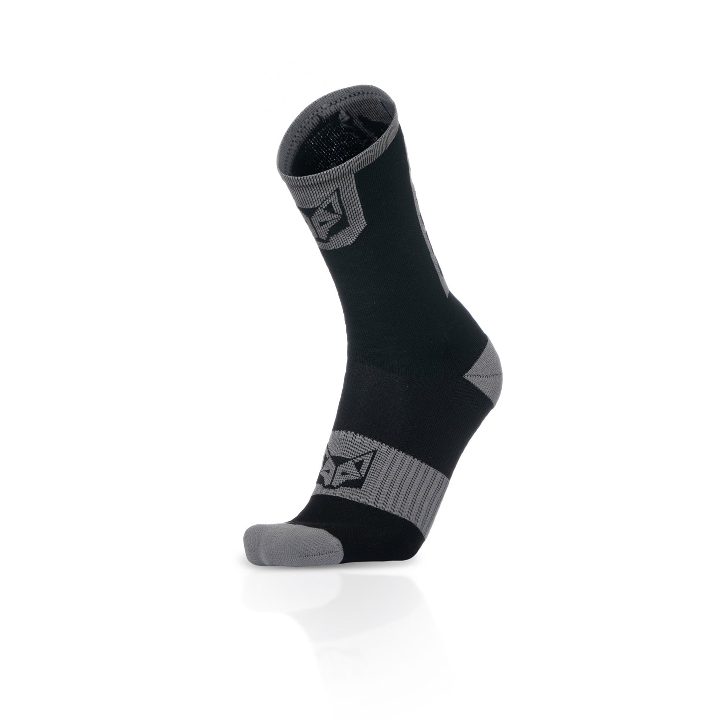 Chaussettes cyclisme hautes - Black & Silver Grey