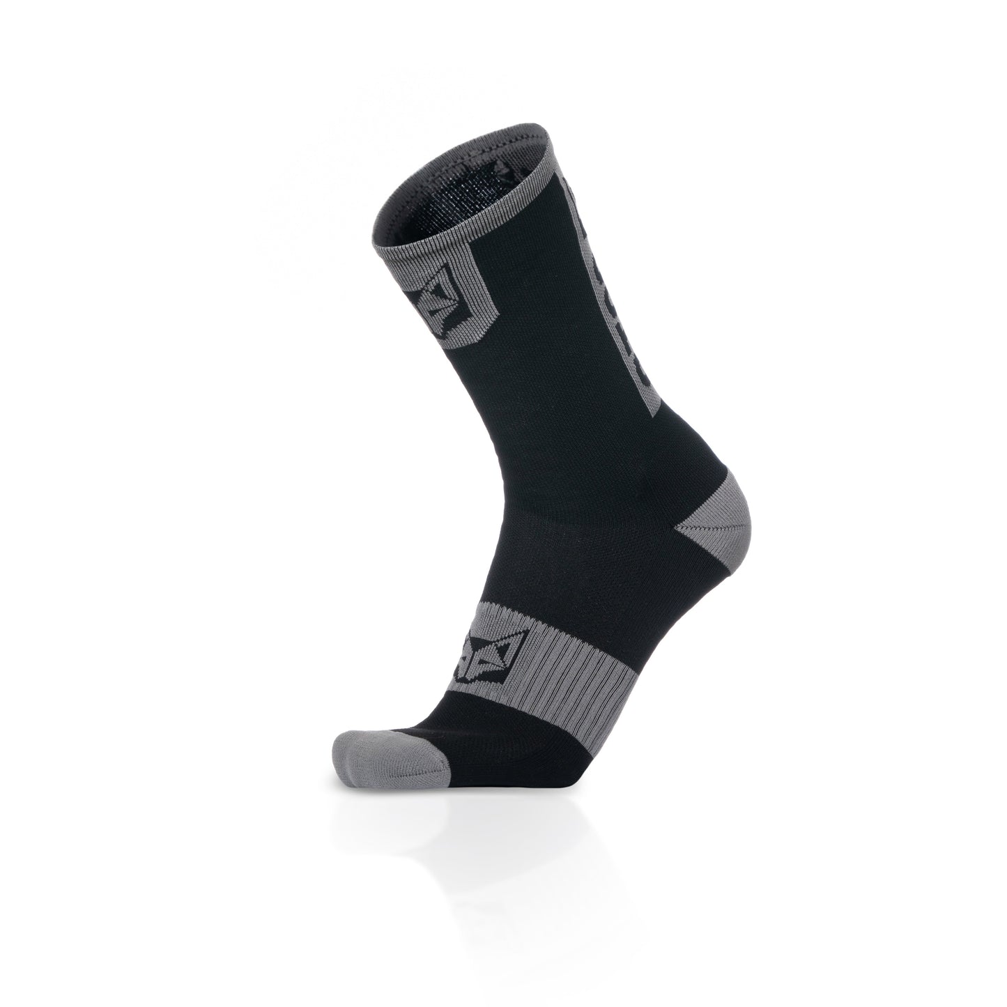 Chaussettes cyclisme hautes - Black & Silver Grey