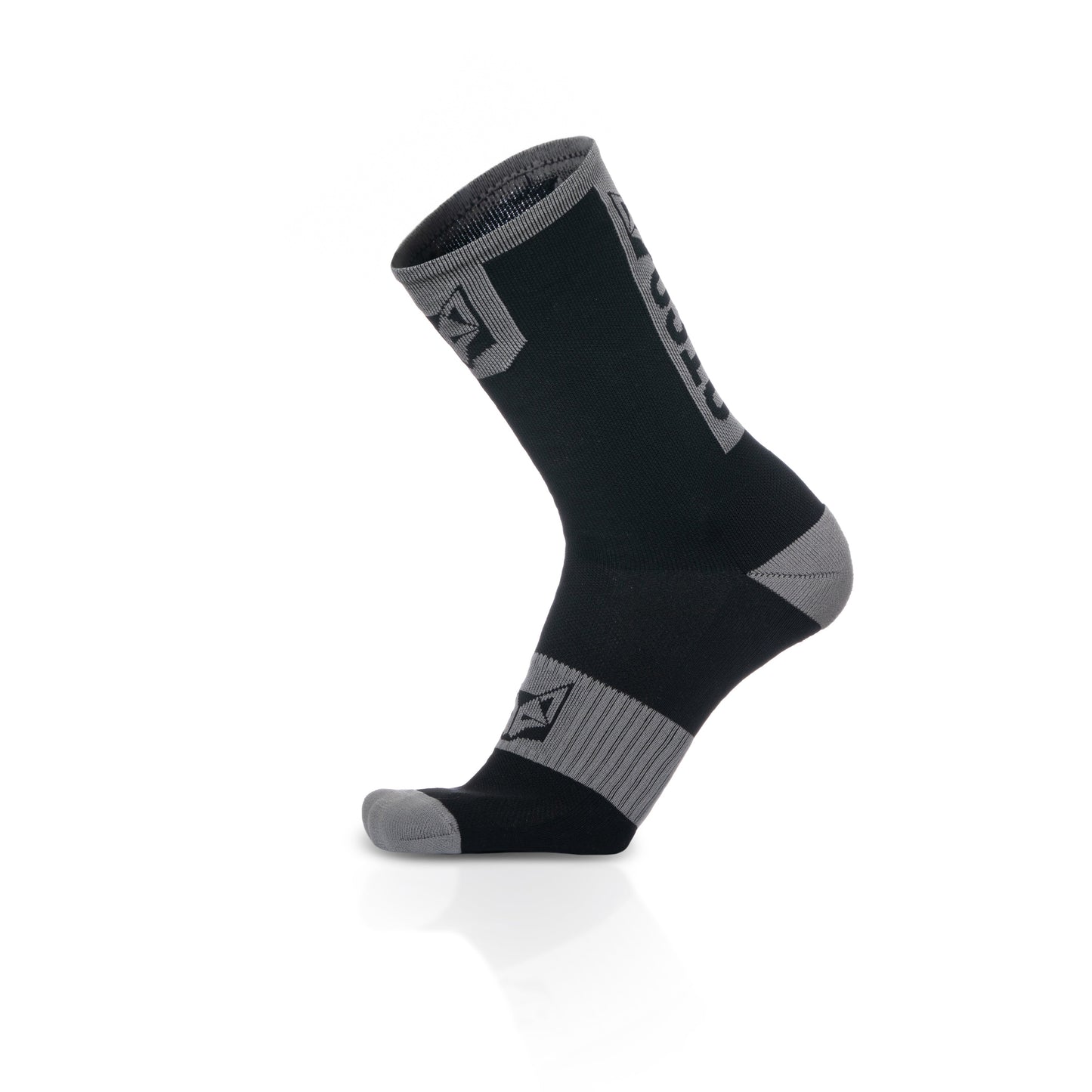 Chaussettes cyclisme hautes - Black & Silver Grey