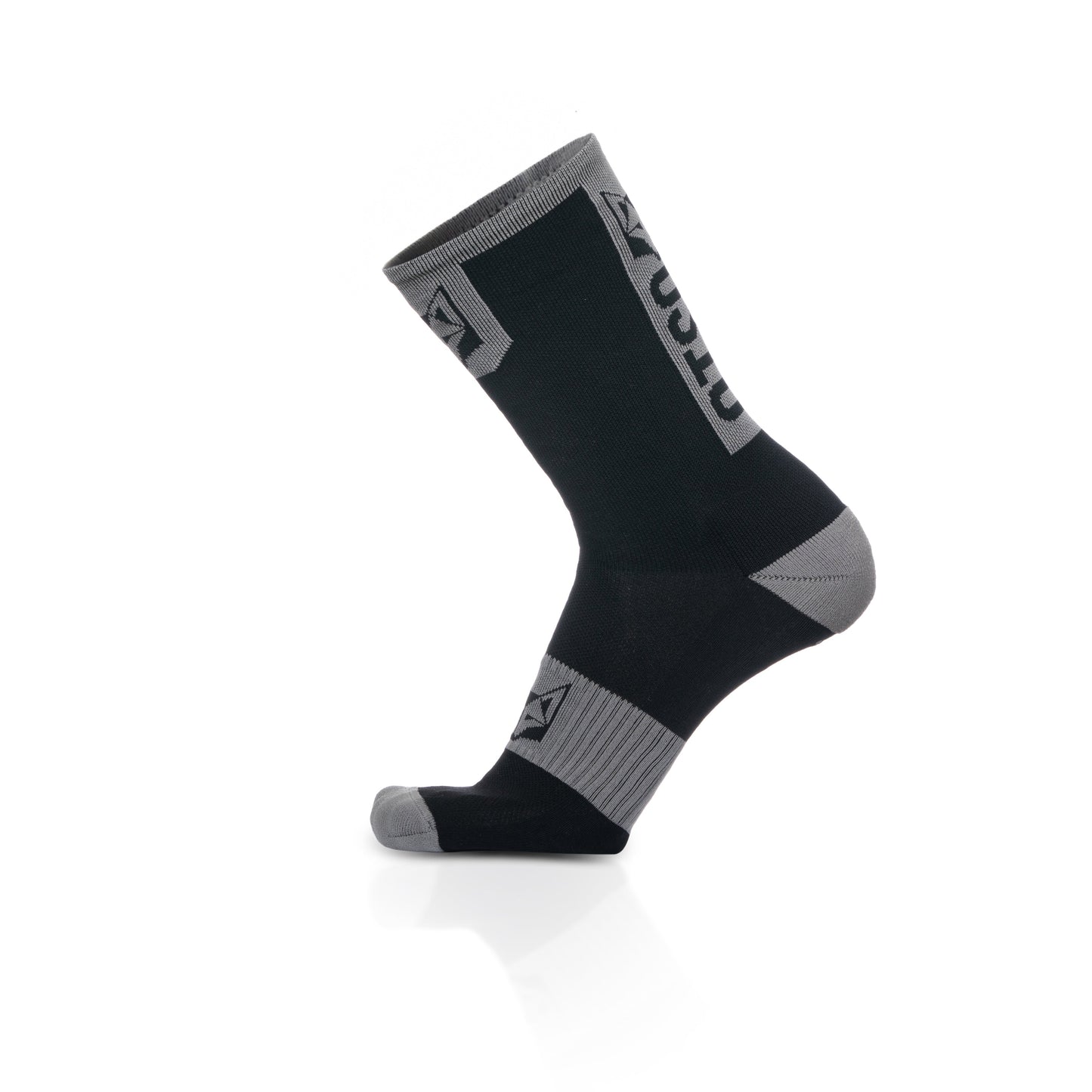 Chaussettes cyclisme hautes - Black & Silver Grey