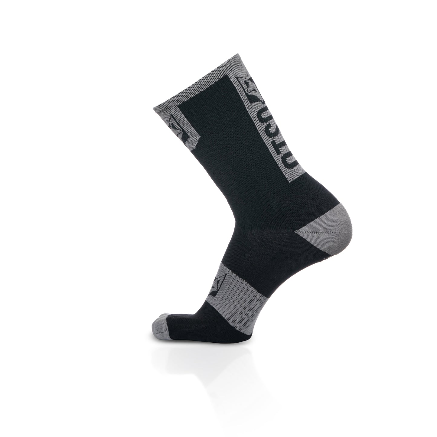 Chaussettes cyclisme hautes - Black & Silver Grey