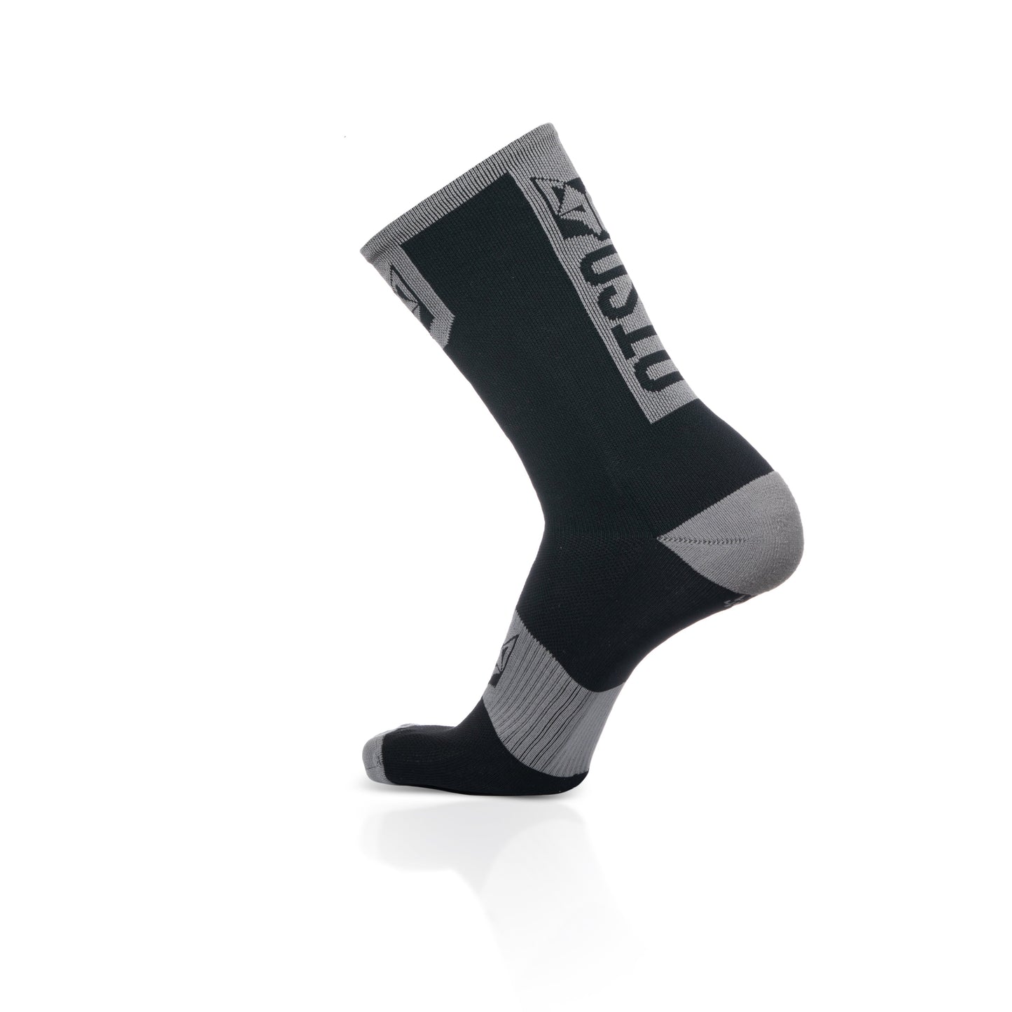 Chaussettes cyclisme hautes - Black & Silver Grey