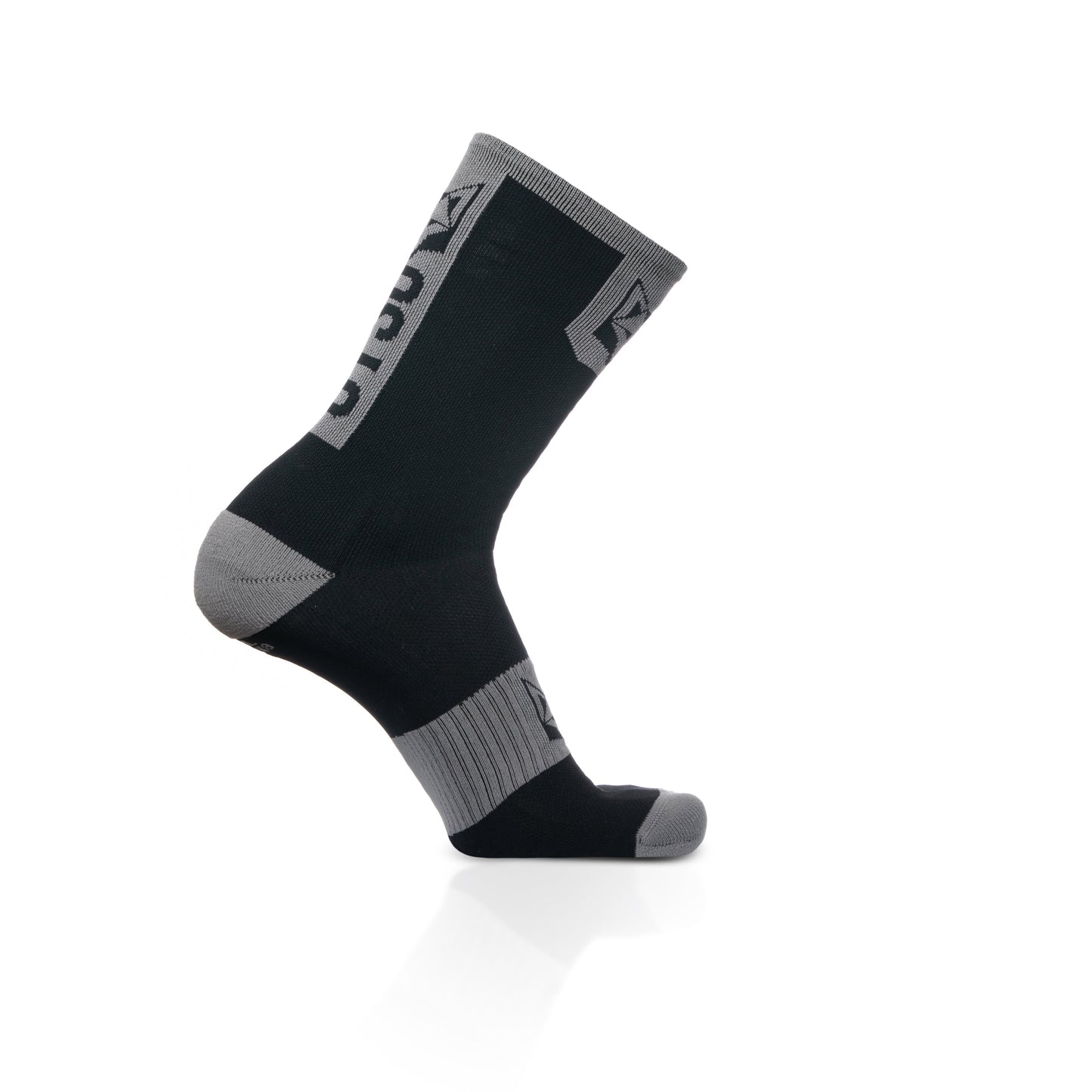 Chaussettes cyclisme hautes - Black & Silver Grey