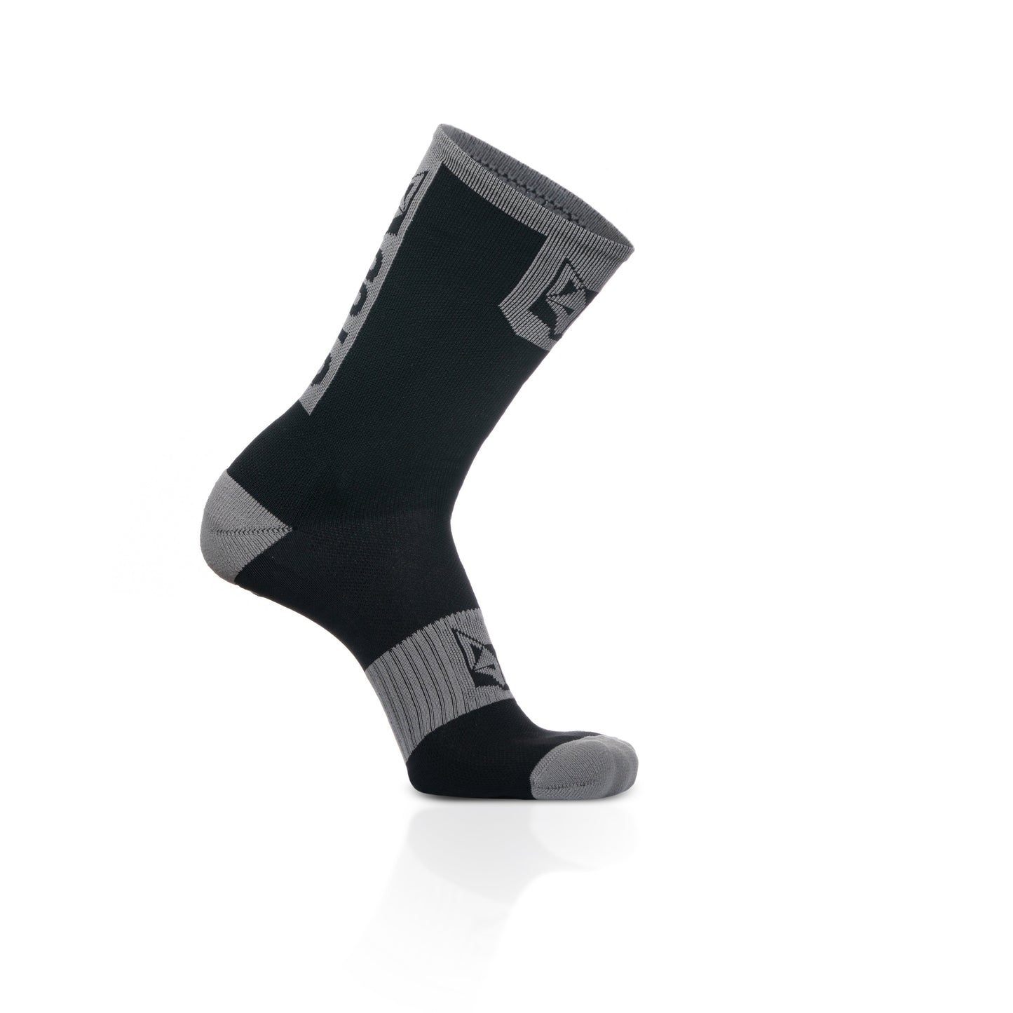 Chaussettes cyclisme hautes - Black & Silver Grey