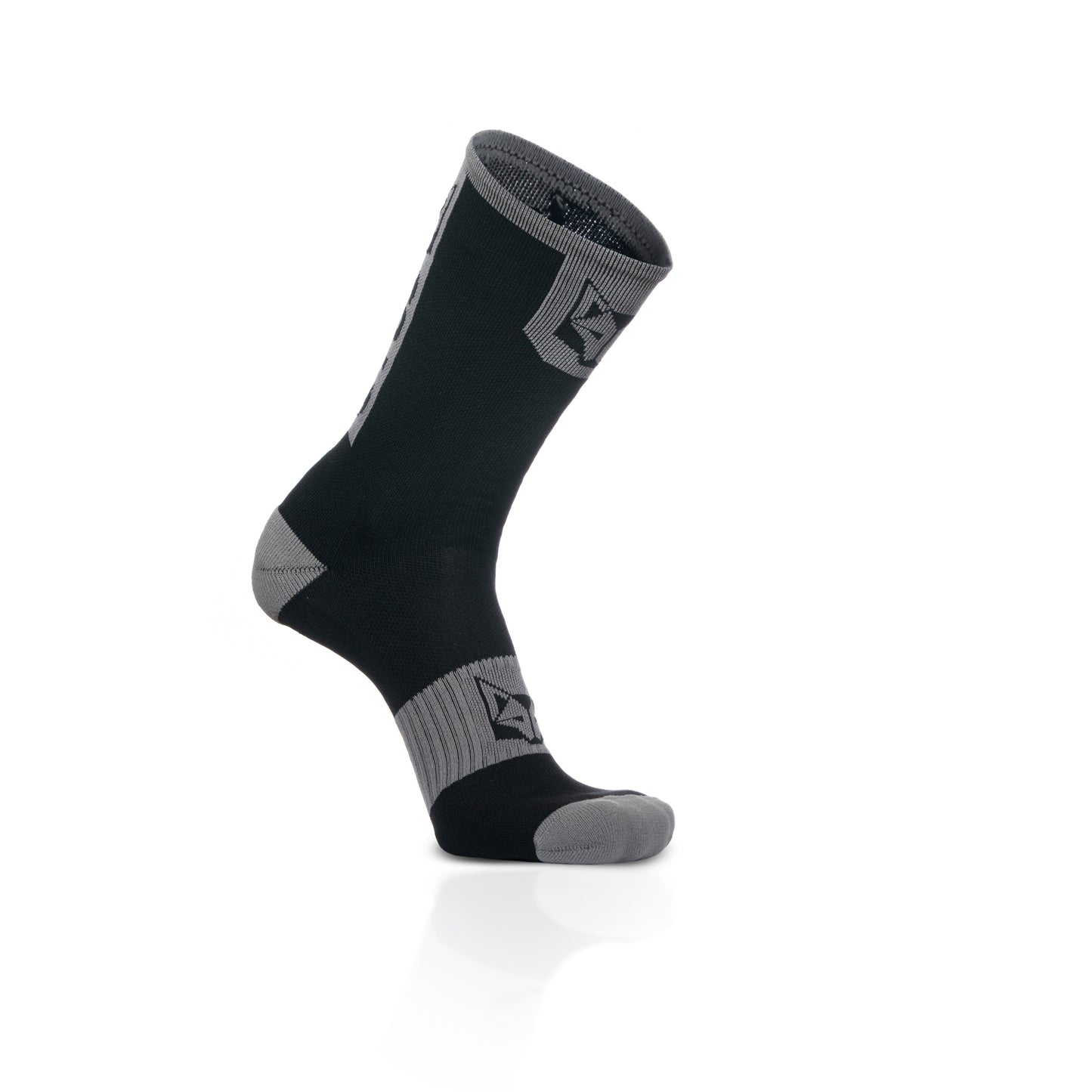 Chaussettes cyclisme hautes - Black & Silver Grey