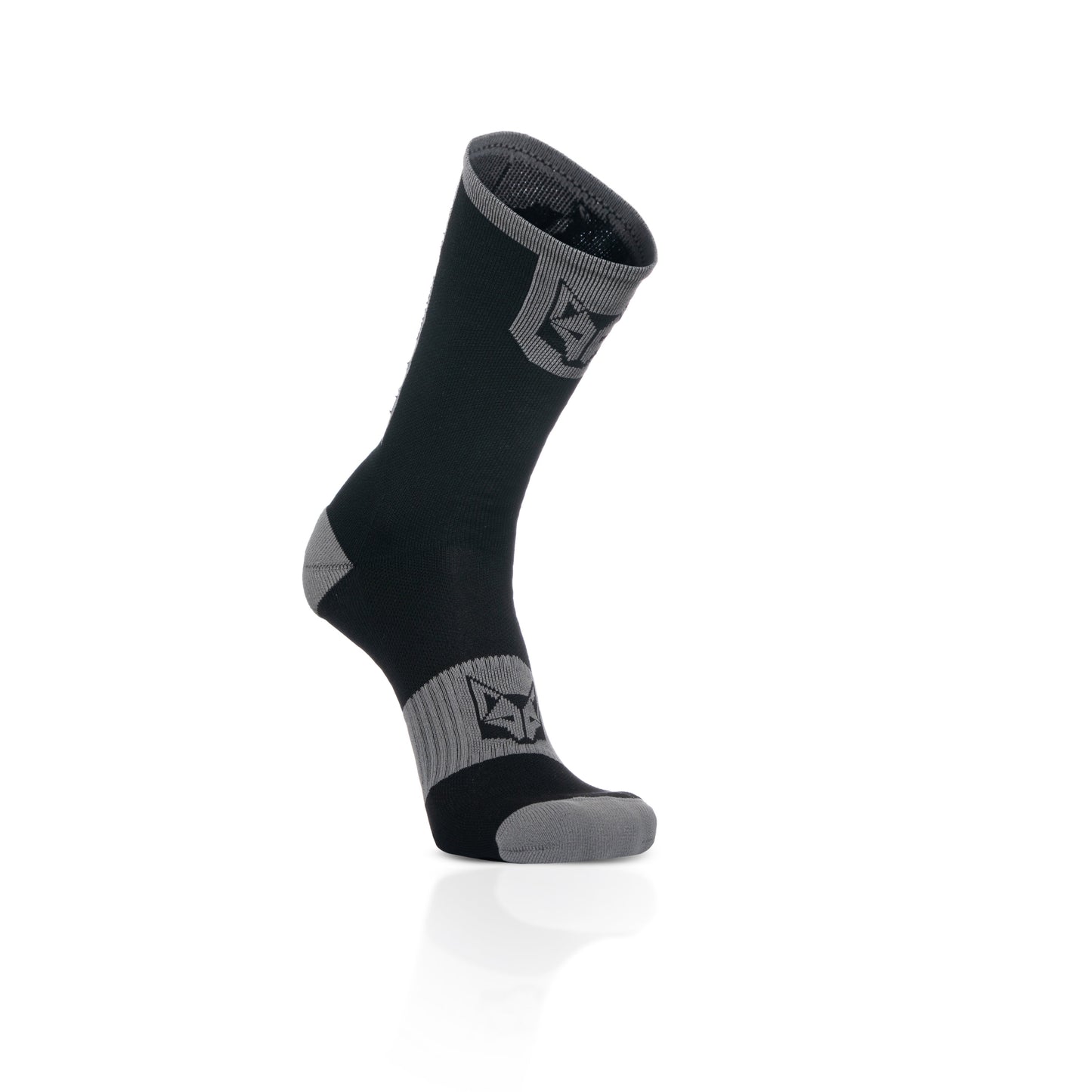 Chaussettes cyclisme hautes - Black & Silver Grey