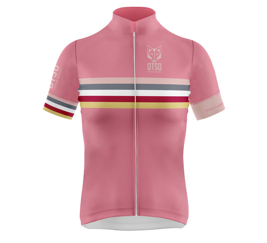 Fahrradtrikot Damen - Korallenrosa Gestreift (Ausverkauf)