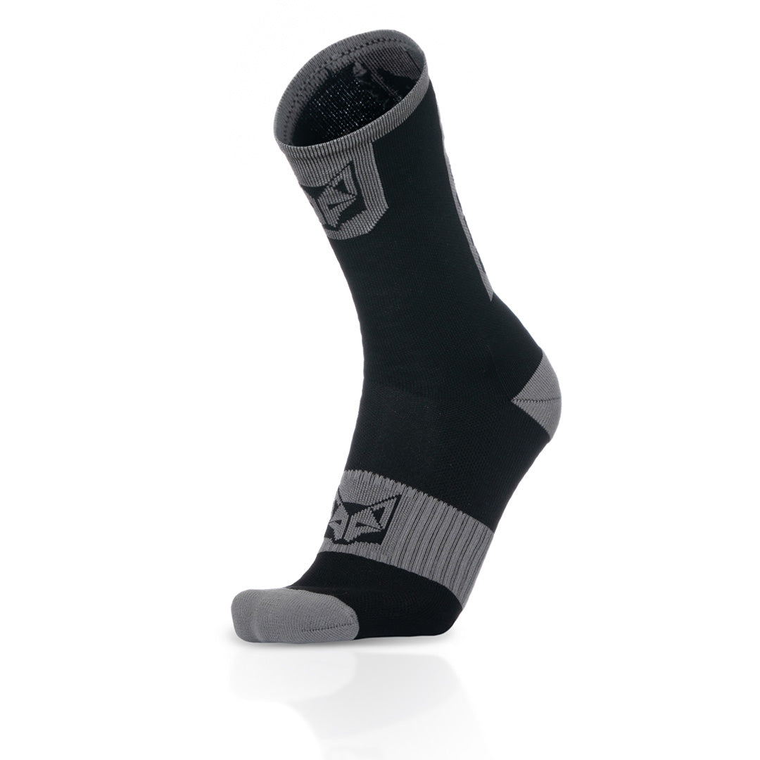 Chaussettes cyclisme hautes - Black & Silver Grey