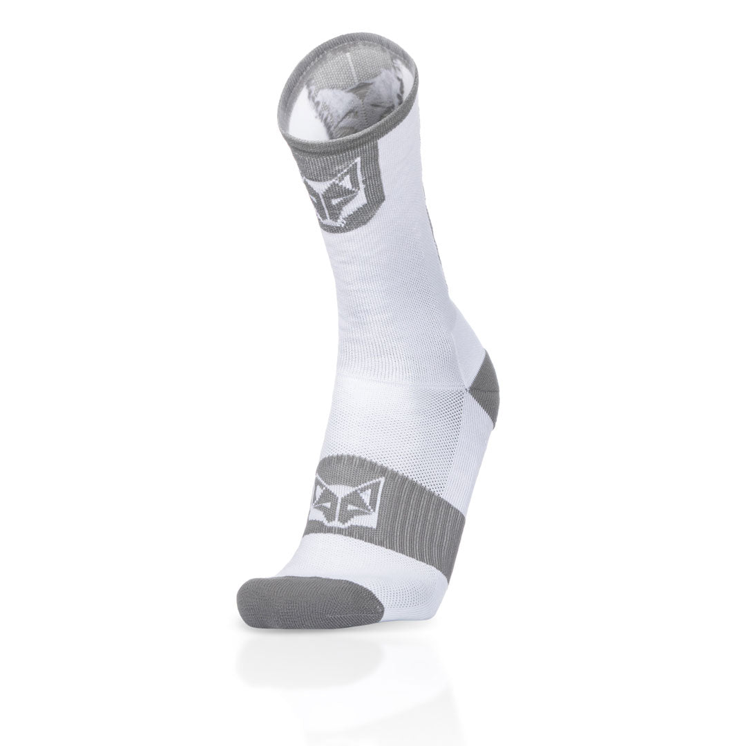 Chaussettes cyclisme hautes - Pure White & Silver Grey