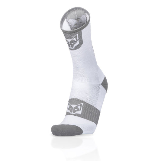 Chaussettes cyclisme hautes - Pure White & Silver Grey