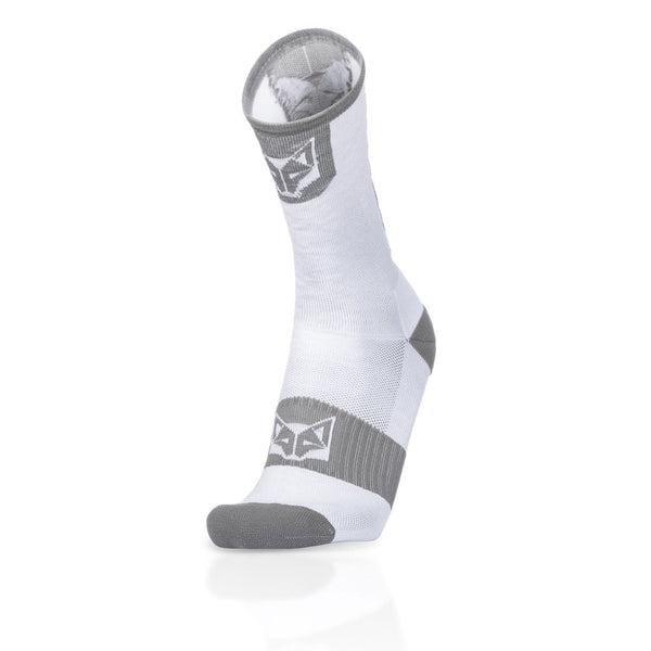 Chaussettes cyclisme hautes - Pure White & Silver Grey