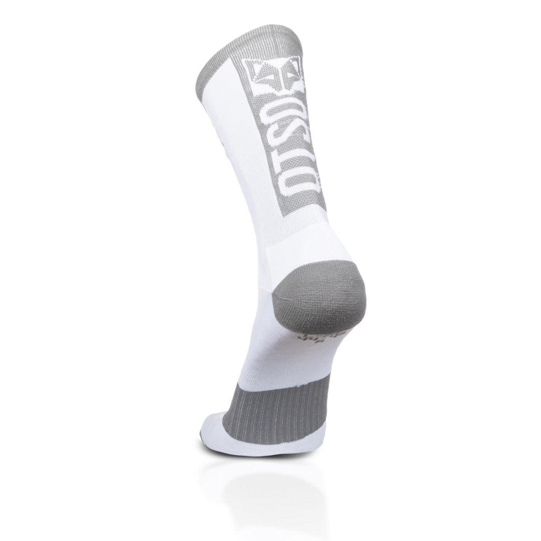 Chaussettes cyclisme hautes - Pure White & Silver Grey