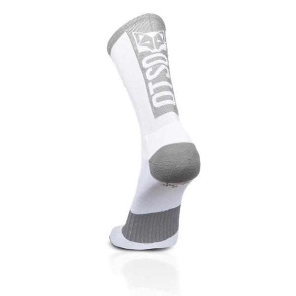Chaussettes cyclisme hautes - Pure White & Silver Grey